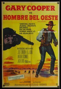 1a497 MAN OF THE WEST Argentinean movie poster '58 great art of tough cowboy Gary Cooper!