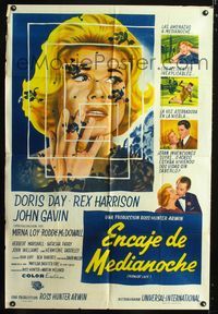 1a500 MIDNIGHT LACE Argentinean movie poster '60 cool artwork of Doris Day!