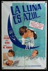1a502 MOON IS BLUE Argentinean movie poster '53 William Holden, David Niven, Maggie McNamara