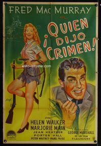 1a503 MURDER HE SAYS Argentinean movie poster '45 classic Fred MacMurray, great sexy art by Raf!