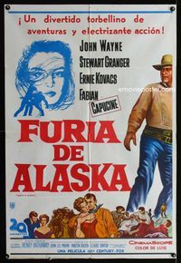 1a510 NORTH TO ALASKA Argentinean movie poster '60 John Wayne & sexy Capucine in the Yukon!
