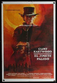1a514 PALE RIDER Argentinean movie poster '85 really cool Grove artwork of cowboy Clint Eastwood!