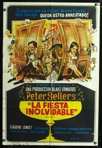 1a515 PARTY Argentinean movie poster '68 great artwork of Peter Sellers, Blake Edwards