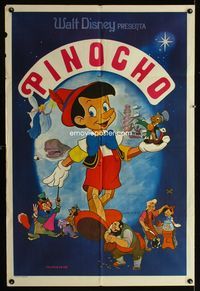 1a517 PINOCCHIO Argentinean movie poster R70s Walt Disney classic cartoon!
