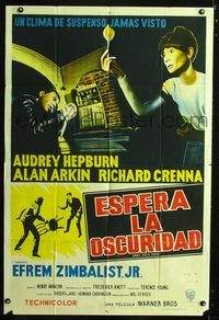 1a560 WAIT UNTIL DARK Argentinean movie poster '67 artwork of blind Audrey Hepburn!