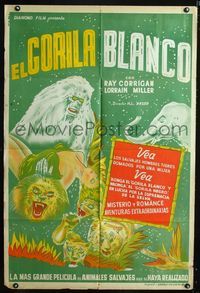 1a561 WHITE GORILLA Argentinean movie poster '45 great art of ape carrying sexy girl!