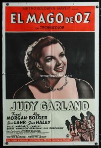 1a562 WIZARD OF OZ Argentinean poster R60s all-time classic, different close up art of Judy Garland!