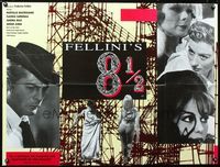1a068 8 1/2 British quad movie poster R90s Federico Fellini, Marcello Mastroianni, Claudia Cardinale