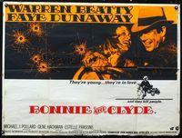 1a082 BONNIE & CLYDE British quad movie poster '67 classic crime duo Warren Beatty & Faye Dunaway!
