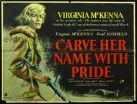 1a090 CARVE HER NAME WITH PRIDE British quad poster '58 art of Virginia McKenna by Eric Pulford!