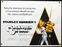 1a094 CLOCKWORK ORANGE British quad movie poster '72 Stanley Kubrick classic, Phillip Castle art!