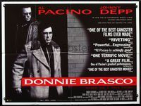 1a102 DONNIE BRASCO British quad poster '97 Al Pacino is betrayed by undercover cop Johnny Depp!