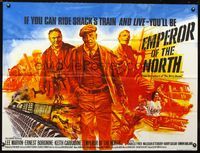 1a105 EMPEROR OF THE NORTH POLE British quad '73 art of Lee Marvin & Ernest Borgnine by Chantrell!