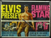 1a117 FLAMING STAR British quad '60 great Chantrell art of barechested Elvis Presley with gun!