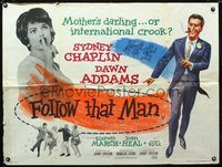 1a118 FOLLOW THAT MAN British quad movie poster '61 mother's darling or international crook?