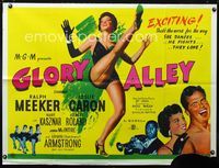 1a124 GLORY ALLEY British quad '52 super sexy dancer Leslie Caron, Louis Armstrong performing!