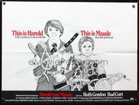 1a127 HAROLD & MAUDE British quad movie poster '71 best art of Ruth Gordon & Bud Cort, cult classic!
