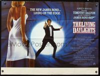1a138 LIVING DAYLIGHTS British quad poster '86 Timothy Dalton as James Bond & sexy Maryam d'Abo!