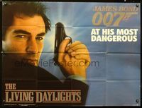 1a140 LIVING DAYLIGHTS teaser British quad movie poster '86 Timothy Dalton as James Bond 007!
