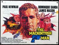 1a144 MACKINTOSH MAN British quad poster '73 great different artwork of Paul Newman, John Huston