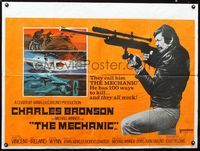1a148 MECHANIC British quad movie poster '72 Charles Bronson with huge sniper rifle!