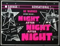1a159 NIGHT AFTER NIGHT AFTER NIGHT teaser British quad poster '69 be warned before you see it!