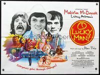 1a162 O LUCKY MAN British quad poster '73 Malcolm McDowell, Lindsay Anderson, cool different image!