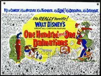 1a163 ONE HUNDRED & ONE DALMATIANS British quad movie poster R60s Walt Disney canine classic!