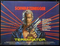 1a188 TERMINATOR British quad poster '84 completely different art of cyborg Arnold Schwarzenegger!