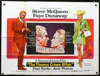 1a190 THOMAS CROWN AFFAIR British quad '68 best different art of Steve McQueen & Faye Dunaway!