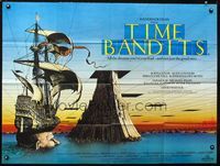 1a192 TIME BANDITS British quad poster '81 John Cleese, Sean Connery, art by director Terry Gilliam!