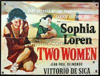 1a199 TWO WOMEN British quad movie poster '62 art of crying Sophia Loren, Vittorio De Sica