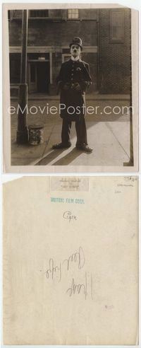 1b072 EASY STREET 8x10 still '17 great full-length image of Charlie Chaplin in policeman's uniform!