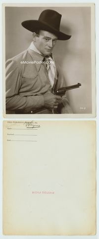 1b156 JOHN WAYNE 8x10 movie still '30s incredible close portrait in cowboy hat pointing gun!