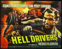 1c411 HELL DRIVERS English half-sheet movie poster '57 cool artwork of truck driver Stanley Baker!
