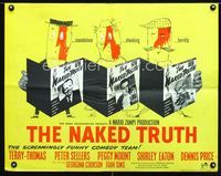 1c650 YOUR PAST IS SHOWING English half-sheet '58 Peter Sellers, Terry-Thomas, The Naked Truth!