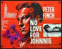 1c513 NO LOVE FOR JOHNNIE English half-sheet movie poster '61 cool artwork of Peter Finch in London!