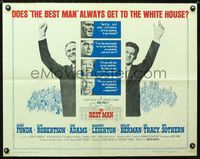 1c310 BEST MAN half-sheet movie poster '64 Henry Fonda & Gore Vidal running for President!