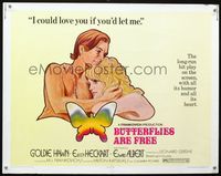 1c326 BUTTERFLIES ARE FREE half-sheet movie poster '72 cool artwork of Goldie Hawn & Edward Albert!