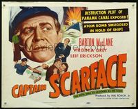 1c330 CAPTAIN SCARFACE half-sheet movie poster '53 Barton MacLane's soul was as crooked as his scar!