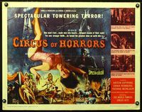1c340 CIRCUS OF HORRORS 1/2sh '60 most outrageous artwork of sexy trapeze girl hanging by her neck!