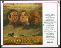 1c343 COMES A HORSEMAN half-sheet poster '78 cool art of James Caan, Jane Fonda & Jason Robards!