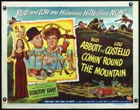 1c344 COMIN' ROUND THE MOUNTAIN style A half-sheet '51 hilarious hillbillies Abbott & Costello!