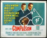 1c345 COMPULSION half-sheet movie poster '59 Orson Welles, Richard Fleischer, cool image!