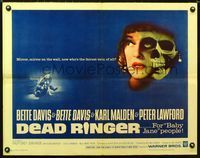 1c359 DEAD RINGER half-sheet movie poster '64 creepy Bette Davis skull image!