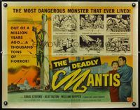 1c360 DEADLY MANTIS half-sheet '57 classic giant insect sci-fi thriller, a thousand tons of horror!