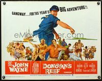 1c365 DONOVAN'S REEF 1/2sheet '63 John Ford, great image of punching sailor John Wayne & Lee Marvin!