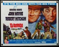 1c371 EL DORADO 1/2sheet '66 John Wayne, Robert Mitchum, Howard Hawks, the big one with the big two!
