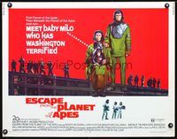 1c378 ESCAPE FROM THE PLANET OF THE APES half-sheet '71 meet Baby Milo who has Washington terrified!