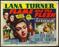 1c390 FLAME & THE FLESH style A half-sheet poster '54 artwork of sexy brunette bad girl Lana Turner!